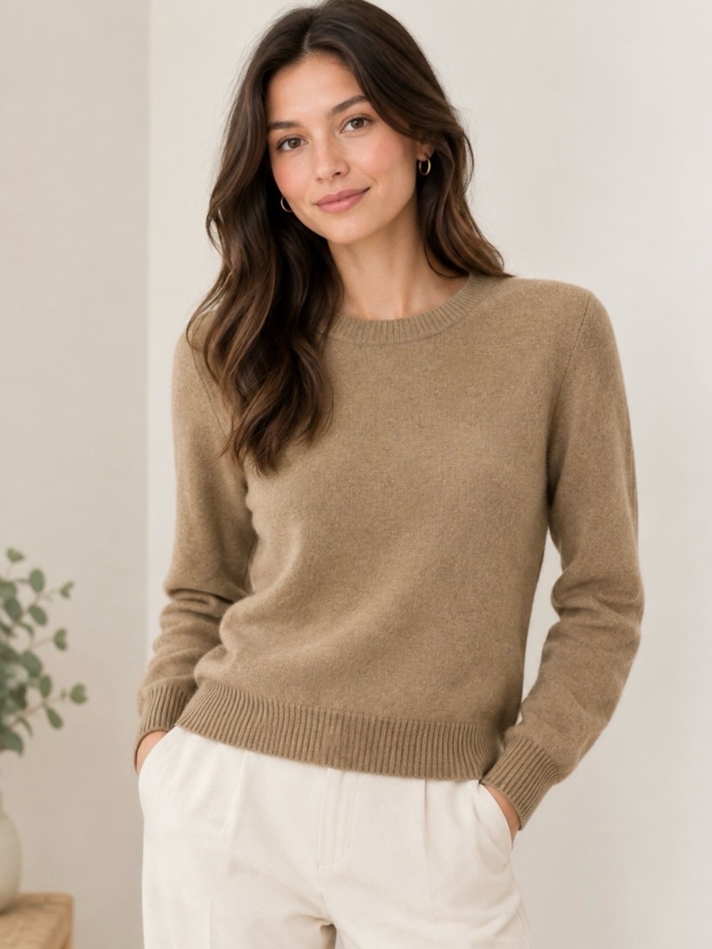 Charter Club Luxury 100% Cashmere Tan Camel Crewneck Pullover Sweater | Size S